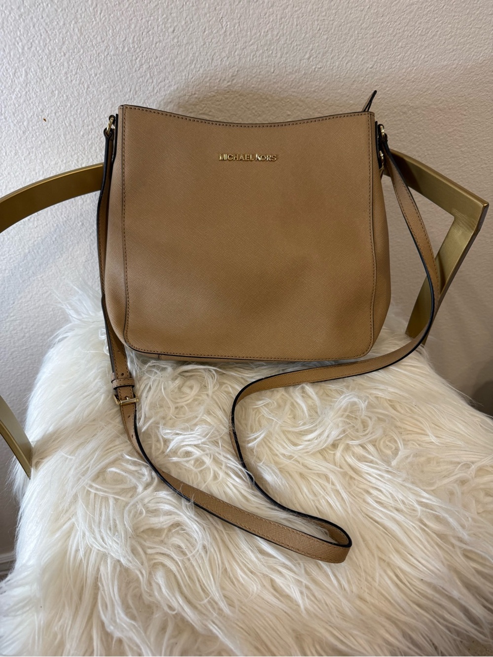 Michael Kors Camel Tan Saffiano Crossbody Bag